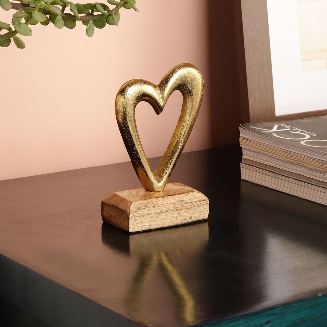 Handmade Gold Heart Decor Showpiece