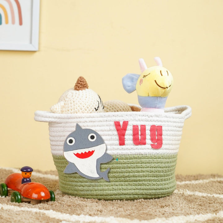 Handmade Personalized Baby Shark Themed Kids Rope Basket