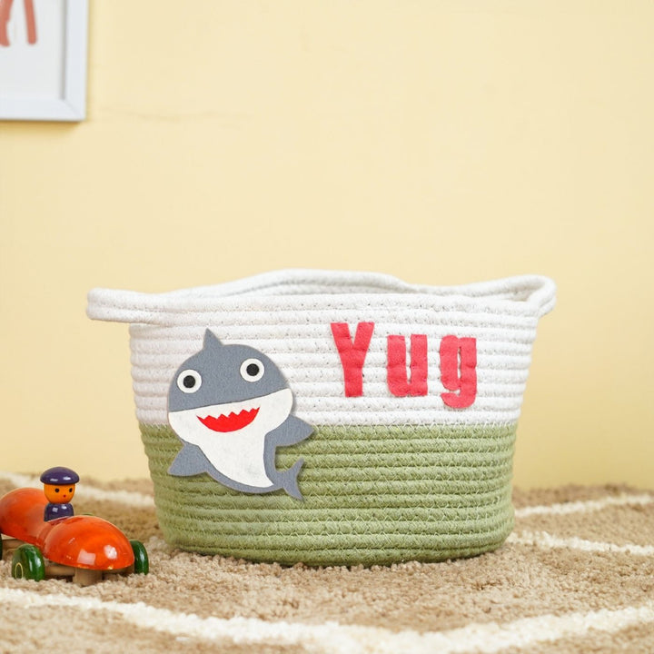 Handmade Personalized Baby Shark Themed Kids Rope Basket