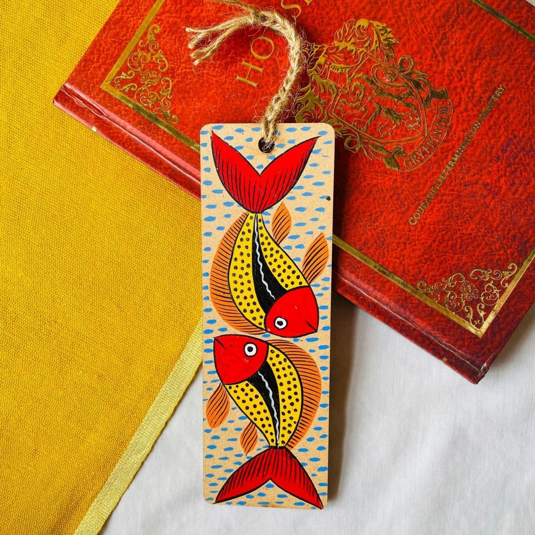 Hand-Painted Pattachitra Meen Mdf Wood Bookmark