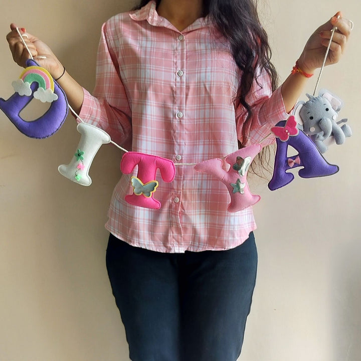 Customised Pink and Purple Felt Kids Bunting For Girls