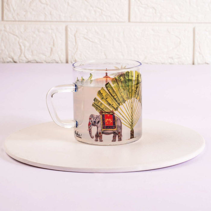 Borosilicate Glass Tea Cups with Delicate Prints I 190 ML