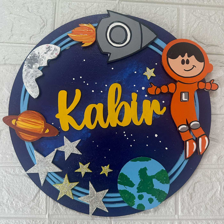 12 inch | Personalized Hand-painted Astronaut Adventure MDF Wood Hanging With 3D Letters