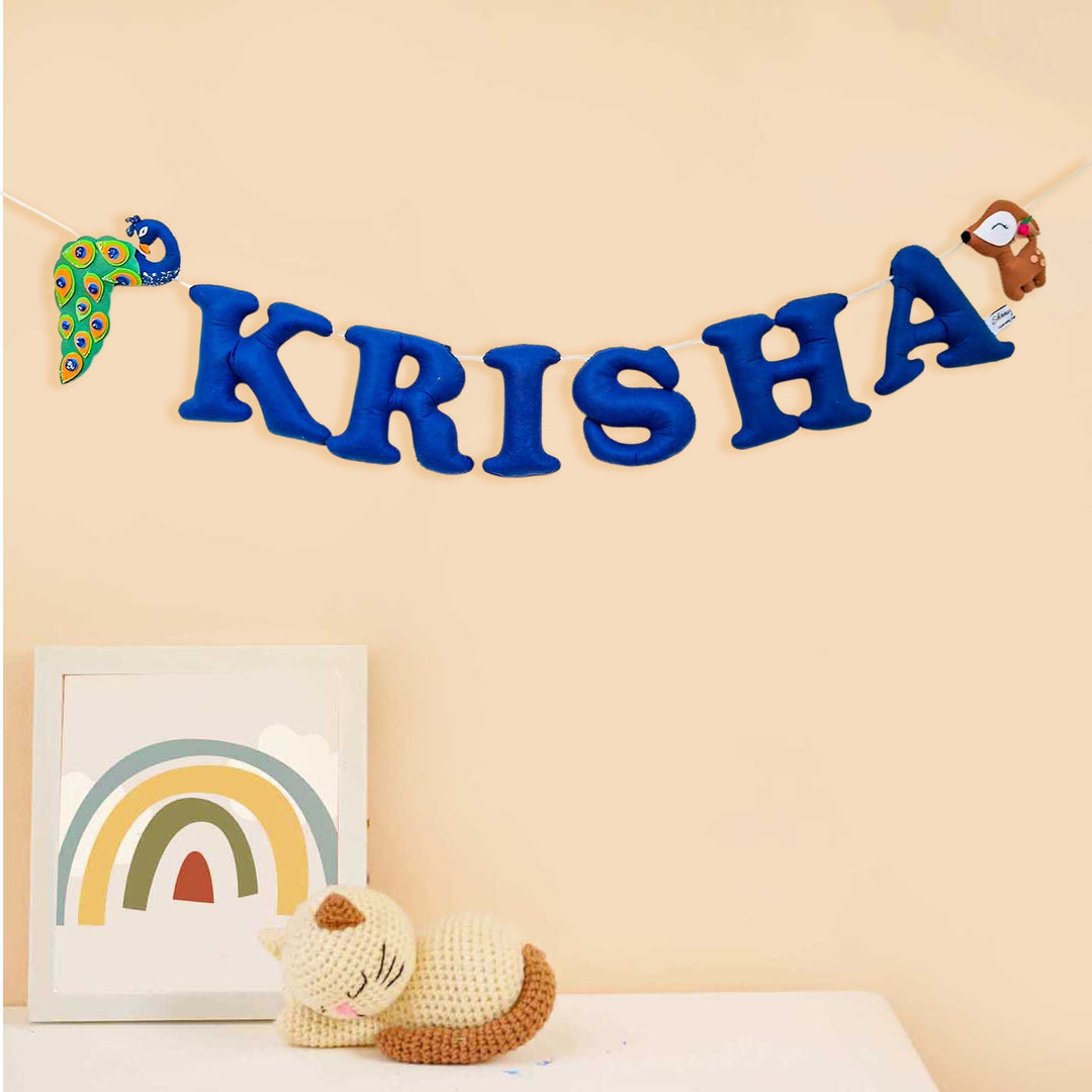 Personalized Peacock And Deer Themed Felt Bunting For Kids