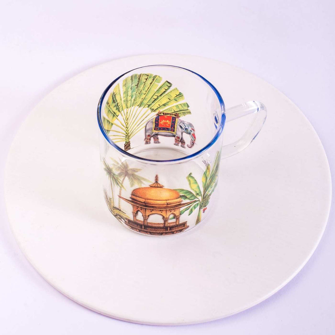 Borosilicate Glass Tea Cups with Delicate Prints I 190 ML