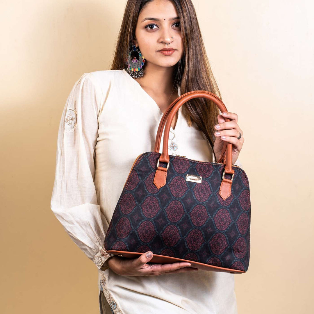 Regal Damask Vegan Leather Handbag