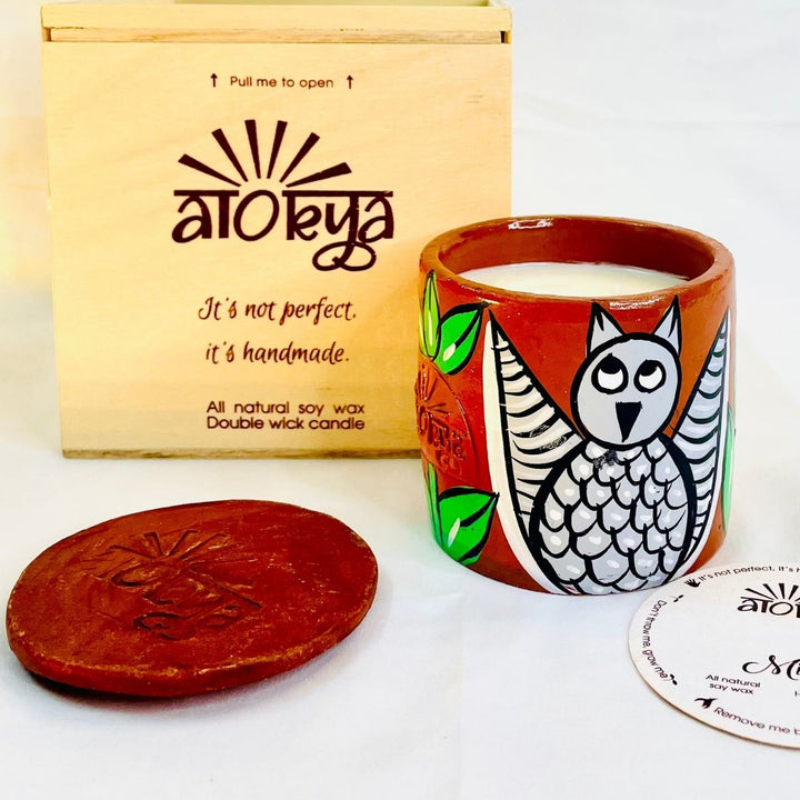 Hand-Painted Patachitra Misht Double Wick Scented Candle (Assorted Designs)