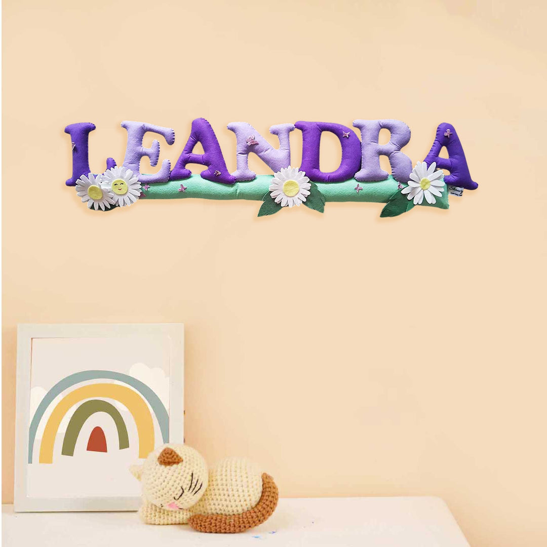 Personalized Daisy Flower Themed Felt Bunting For Kids