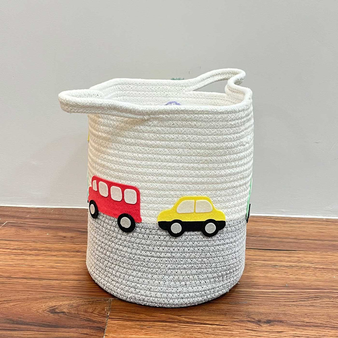 Personalized Handmade Vintage Vroom Jute Basket For Kids