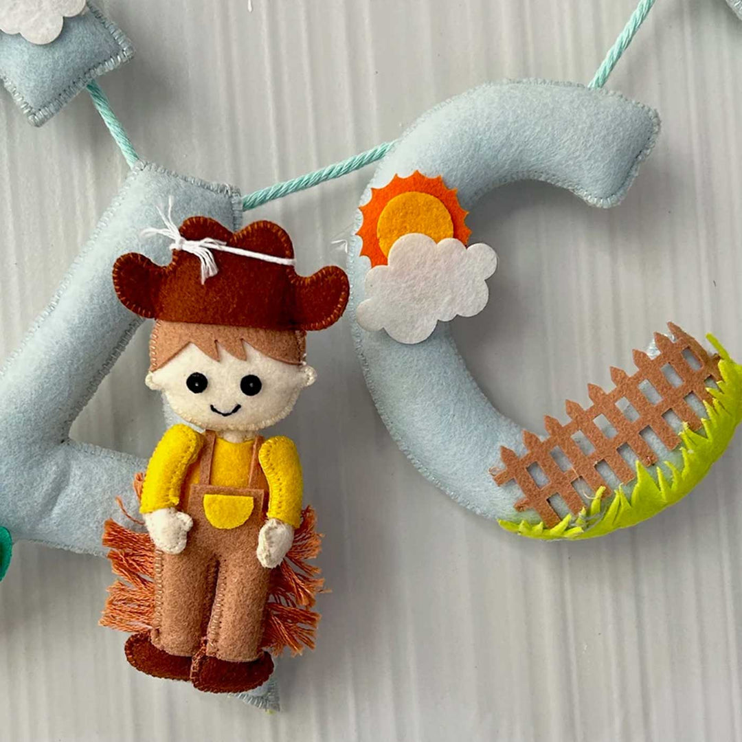 Personalized The Wild West Cow Boy Felt Bunting / Garland For Kids