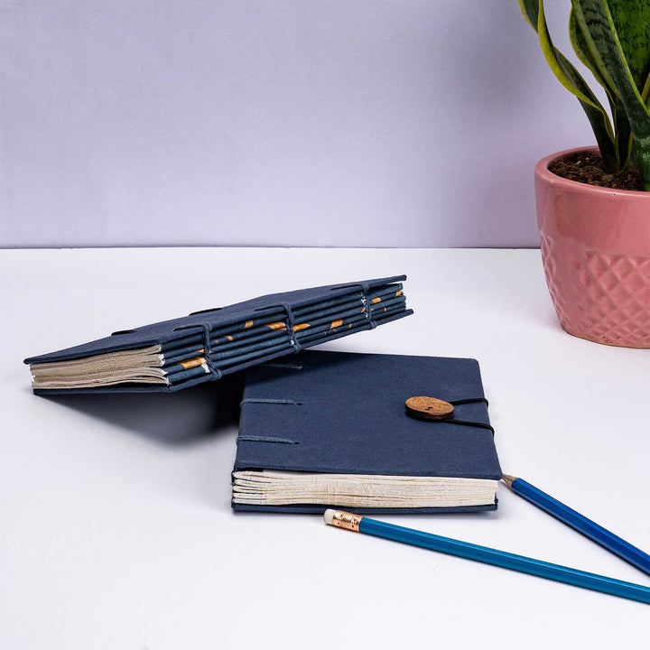 Handmade Unruled Blue Button Hardbound Journal | 120 Gsm, 70 Pages