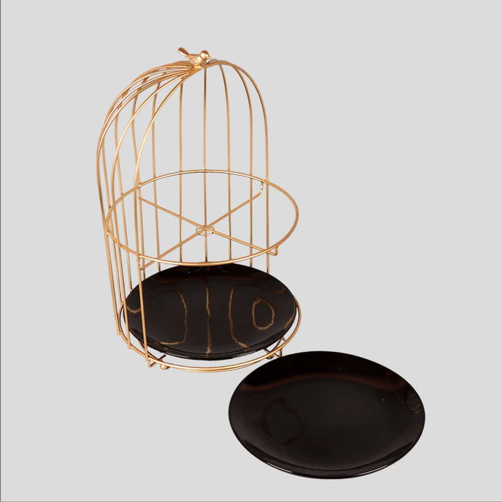 Handmade Two Layer Cage Shaped Platter With Plates | Set Of 3