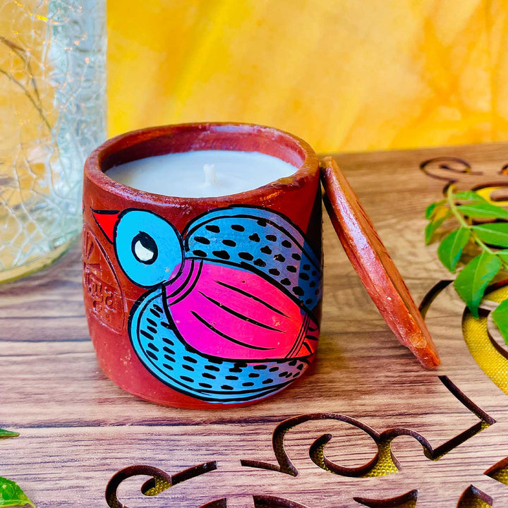 Hand-Painted Patachitra Gulshan Single Wick Scented Candle