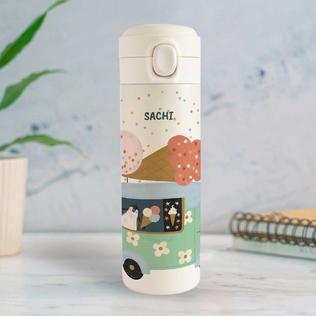 Personalized Ice Cream Fun Theme Steel Insulated Water Bottle