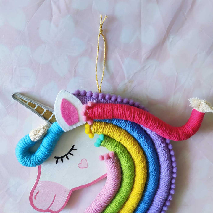 Personalized Handmade Macrame Unicorn Kids Name Plate With 3D Letters