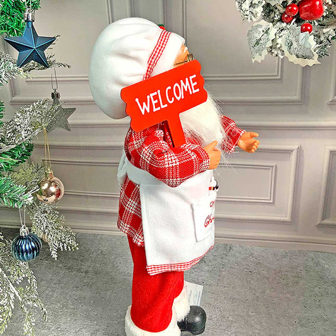 Small Masterchef Santa Claus Self-Standing Woolen Decor For Christmas Table Decoration