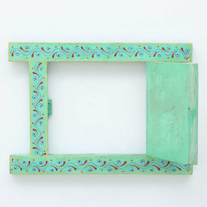 Handmade Decorative Sea Green Wooden Window Wall Decor