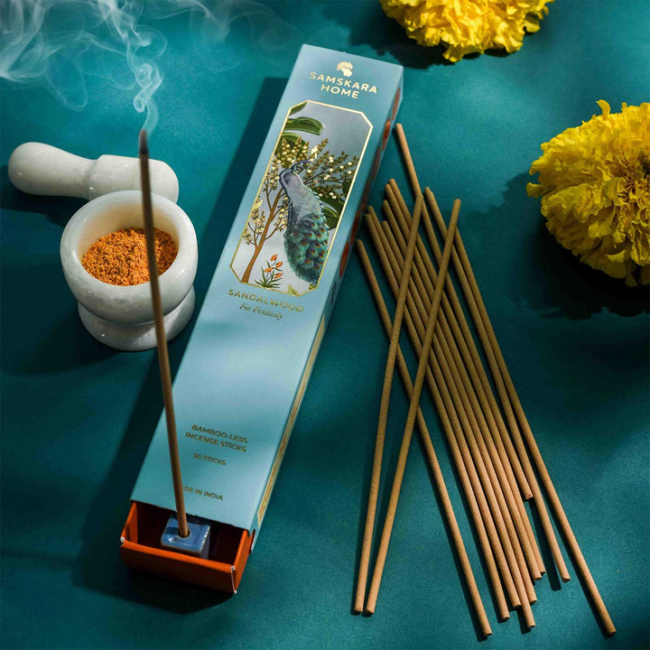 Handmade Sandalwood Natural Bamboo Free Incense Stick / Agarbatti | Set Of 50