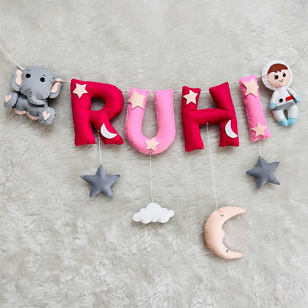 Handcrafted Personalized Ele & Astro Themed Bunting For Kids