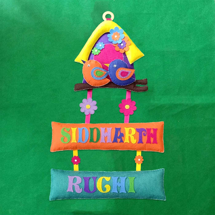 Personalized Handmade Bird House Felt Kids Name Plate