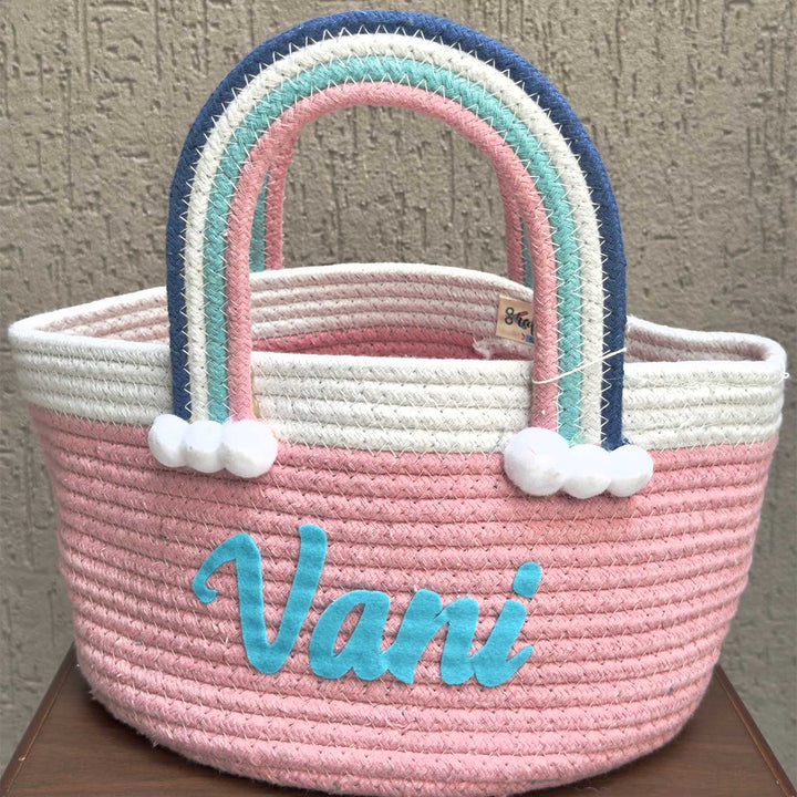 Personalized Handmade Rainbow Basket For Kids