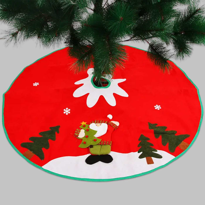 Personalized Santa's Playful Winter Felt Tree Skirt For Christmas Tree Decoration