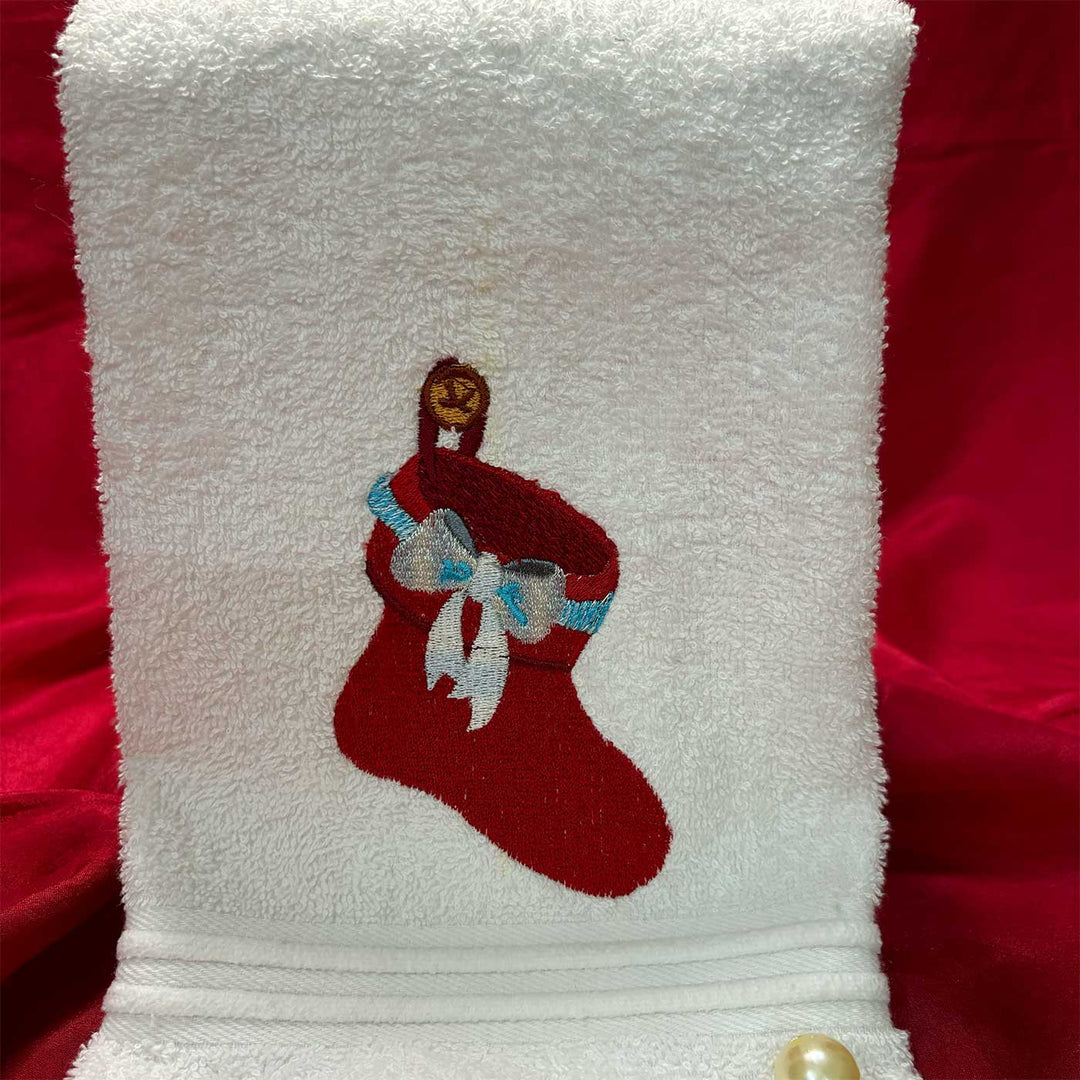 Personalized Stocking Embroidered Cotton Hand Towel | Secret Santa Gift Ideas