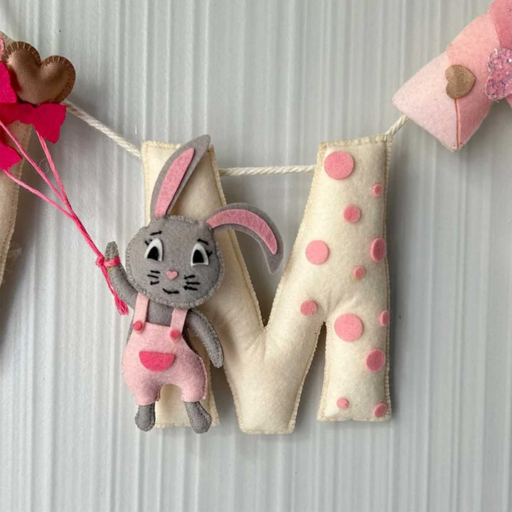 Personalized Daisy The Rabbit Felt Bunting / Garland For Kids