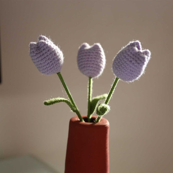 Handmade Decorative Crochet Tulip Flower | Set Of 2