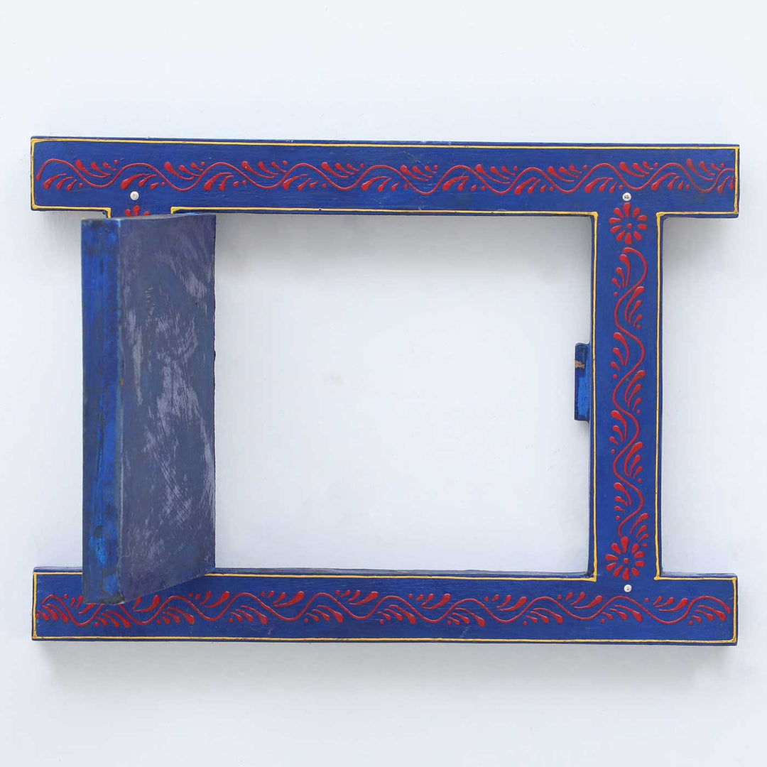 Handmade Decorative Blue Wooden Window Wall Decor