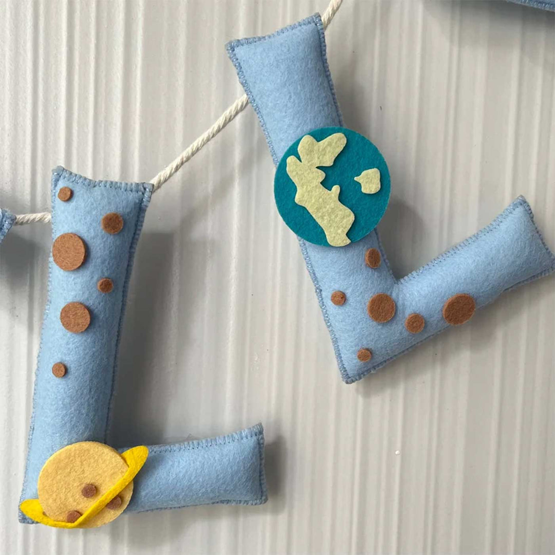 Personalized Outer Space - Girl Felt Bunting / Garland For Kids