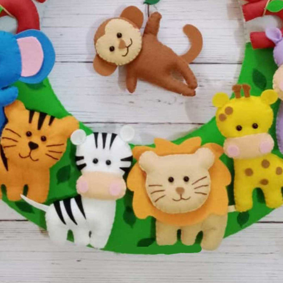 Personalized Jungle Theme Felt Kids Name Plate For Siblings