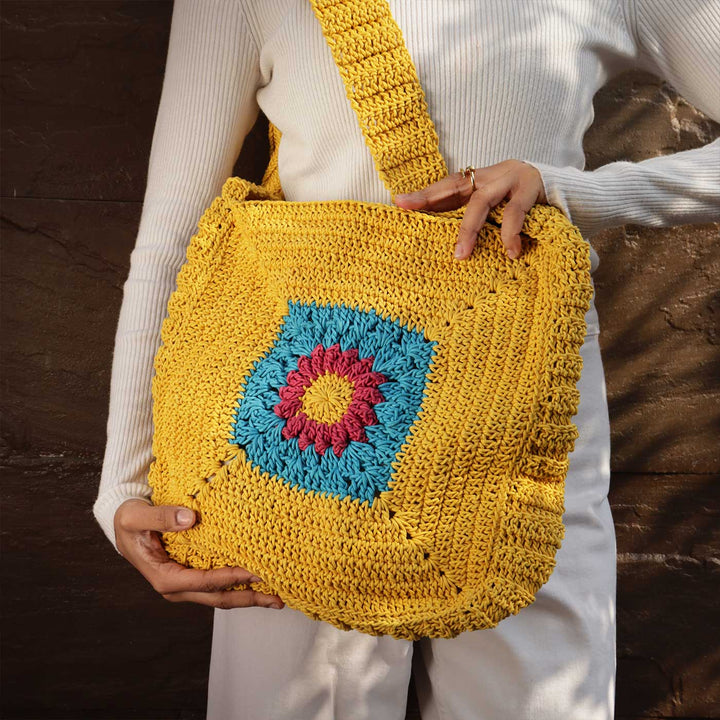 Handmade Crochet Chrysanthemum Quad Spirit Crossbody Bag