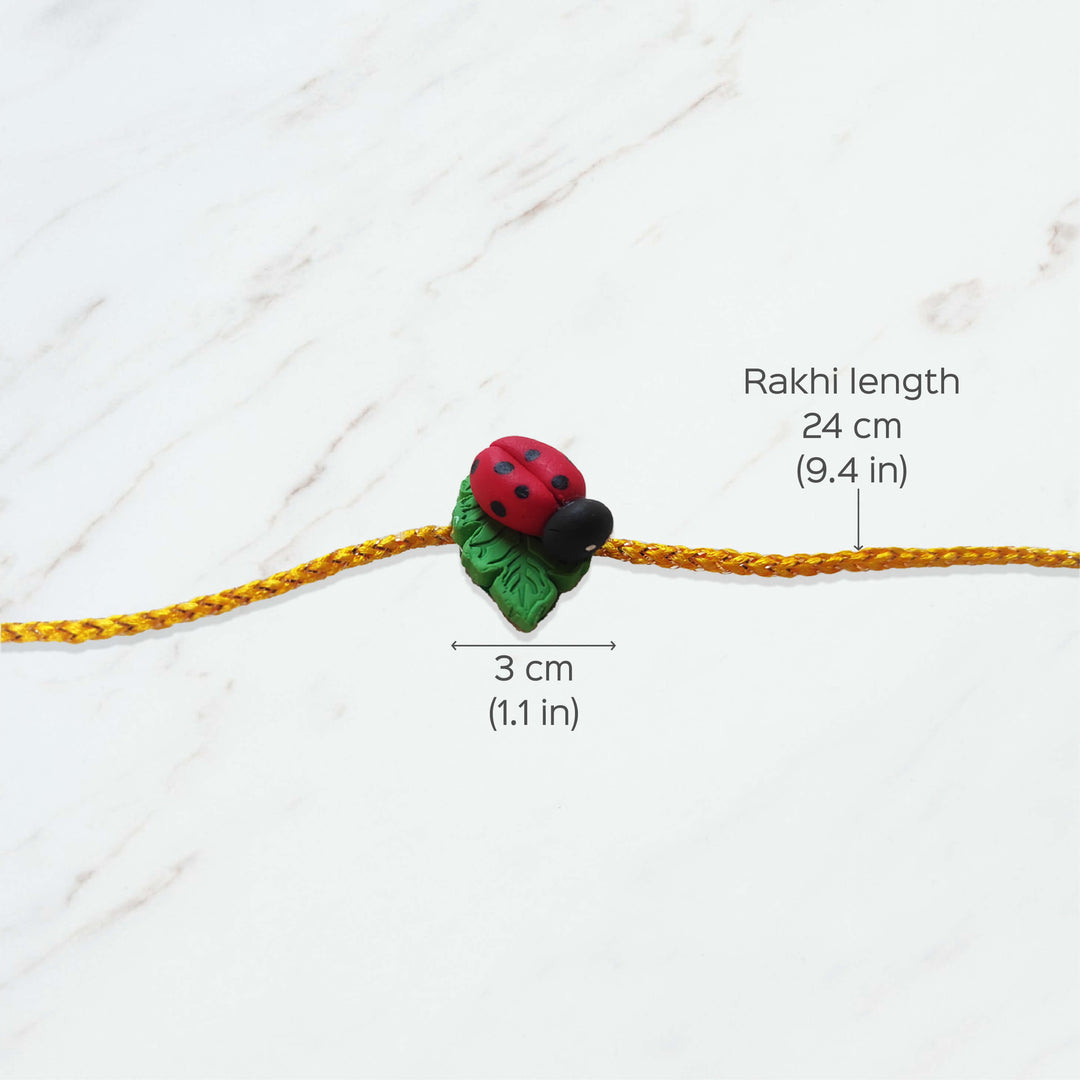 Handmade Porcelain Clay Themed Rakhi With Roli Chawal