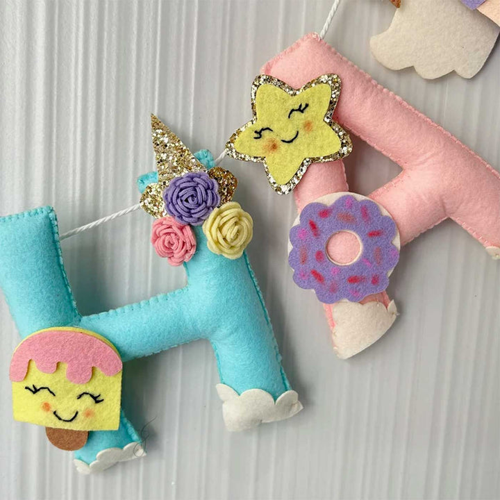 Personalized Unicorn Fairy Felt Bunting / Garland For Kids