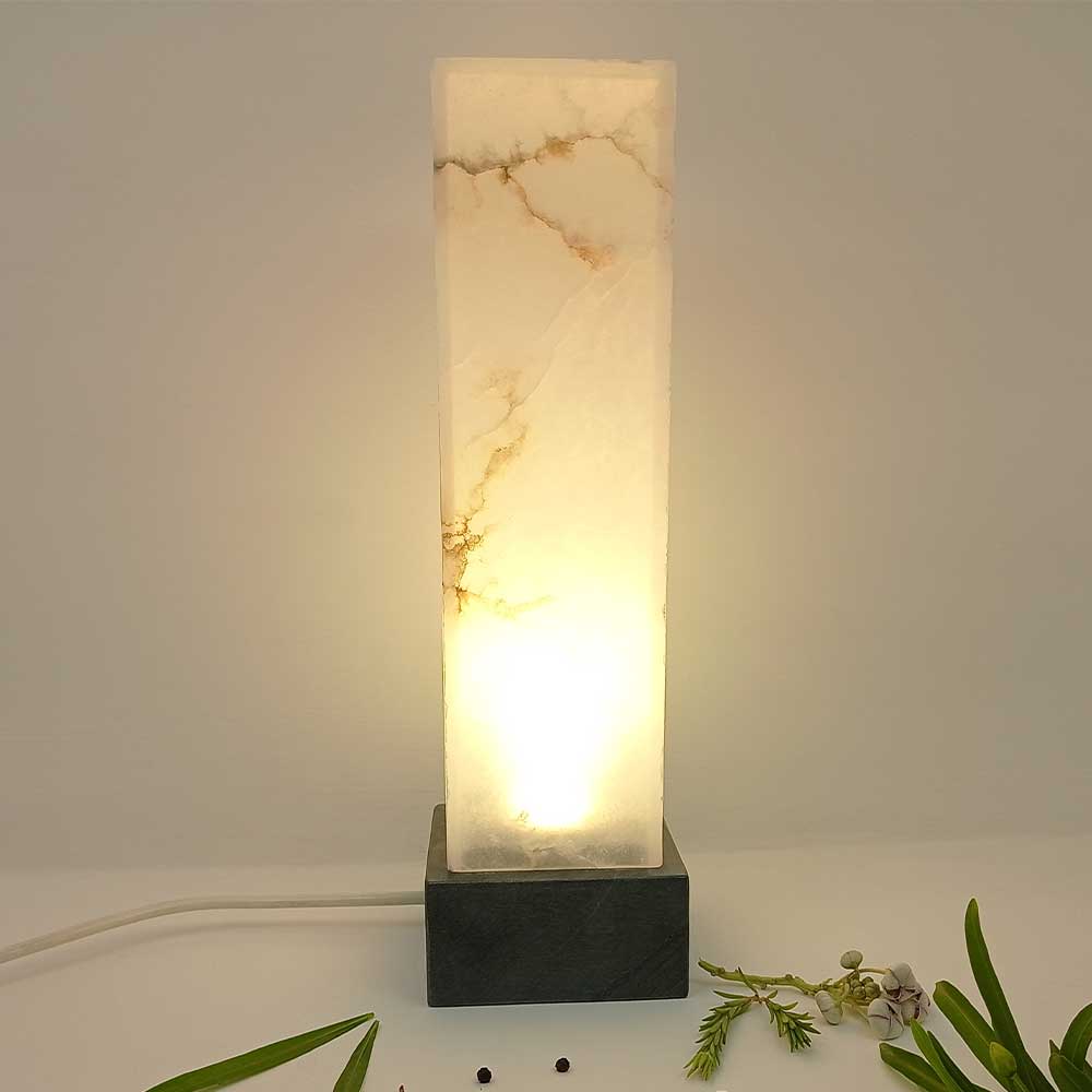 Handmade White Aaus Alabaster Table Lamp