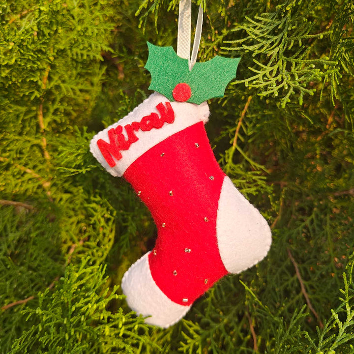 Personalized Stocking Felt Ornament For Christmas Tree Decoration