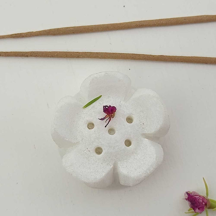 Handmade White Aaka Artistic Marble Incense Stick Holder | Set of 2