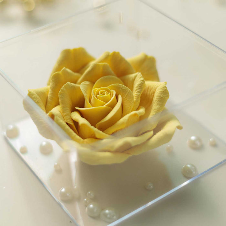 Handmade Forever Yellow Rose Realistic Deco Clay Table Decor