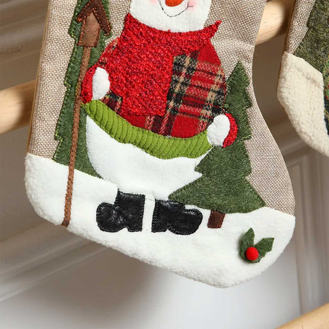 Personalized Checkered Cheer Linen & Cotton Stockings For Christmas Decoration