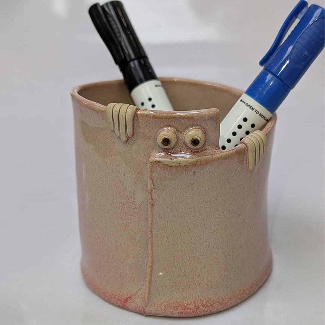 Hand-Painted Peek A Boo Organiser Ceramic Pen Holder