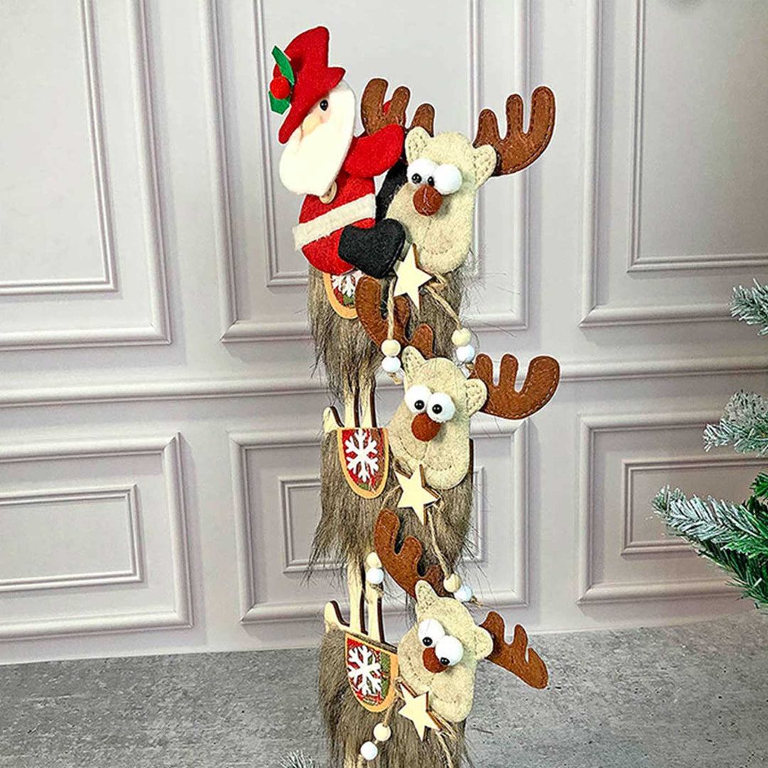 3-Tier Mdf Stacked Reindeer & Santa Mdf Wood Decor For Christmas Table Decoration