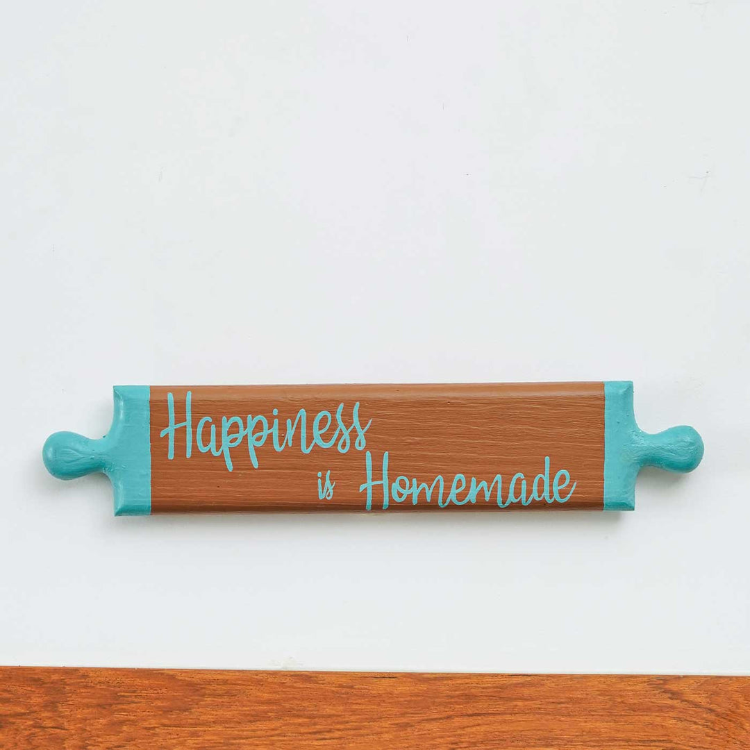 Handmade "Happiness Is Handmade" Wooden Rolling Pin Wall Art