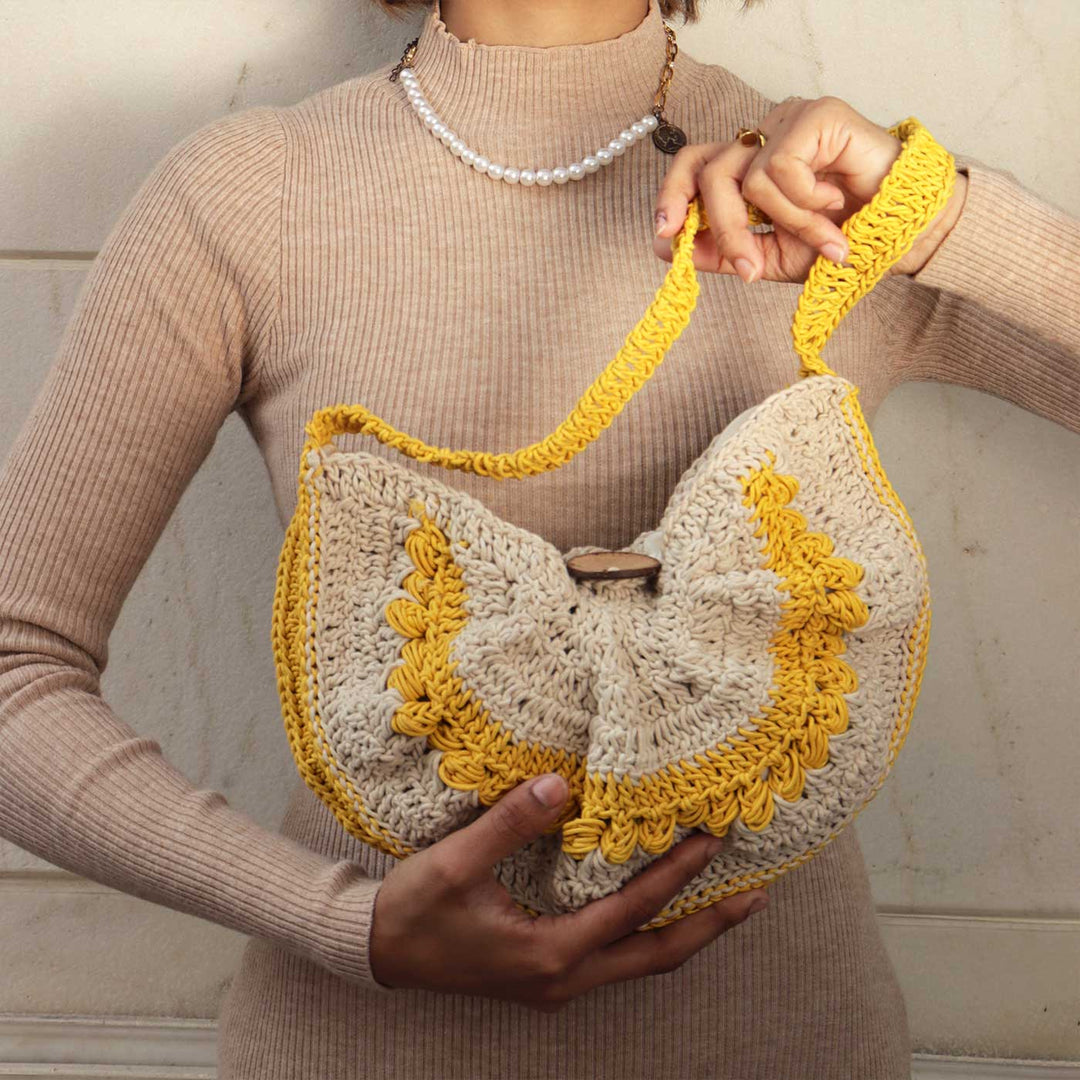 Handmade Crochet Sea Shell Cross-Body Bag