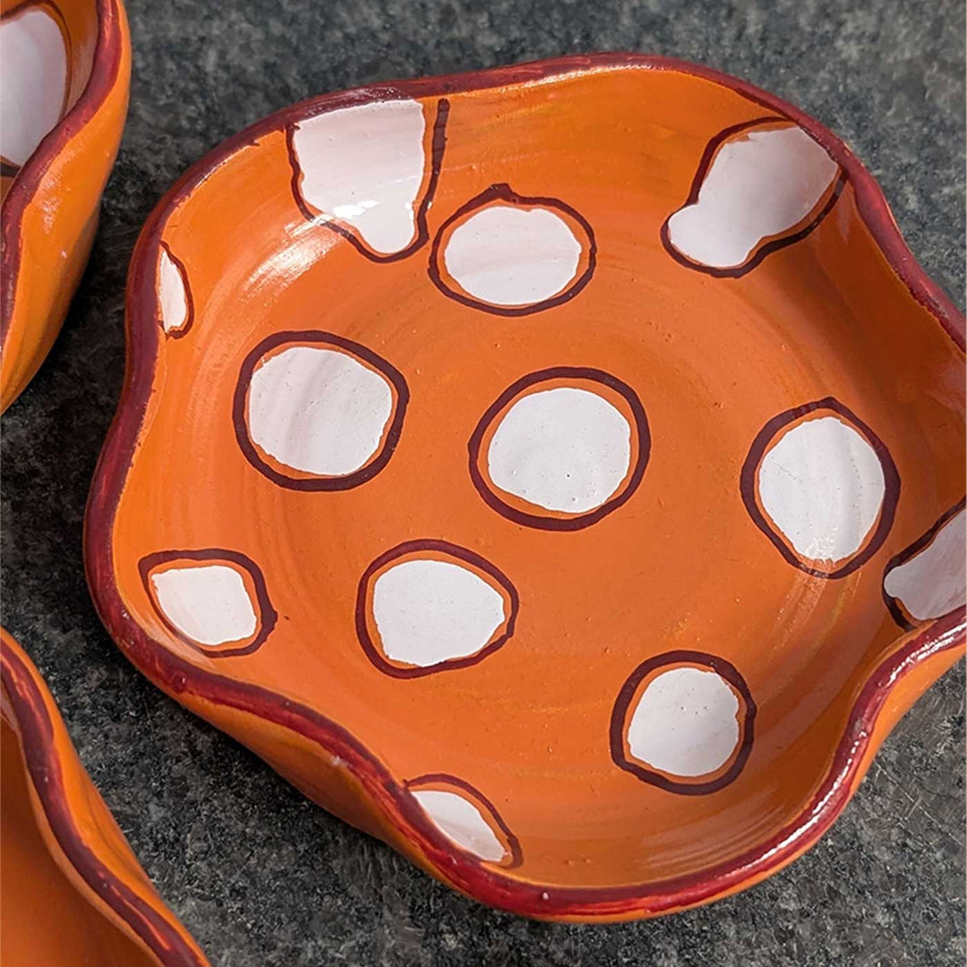 Hand-Painted Orange & White Terracotta Trinket Tray