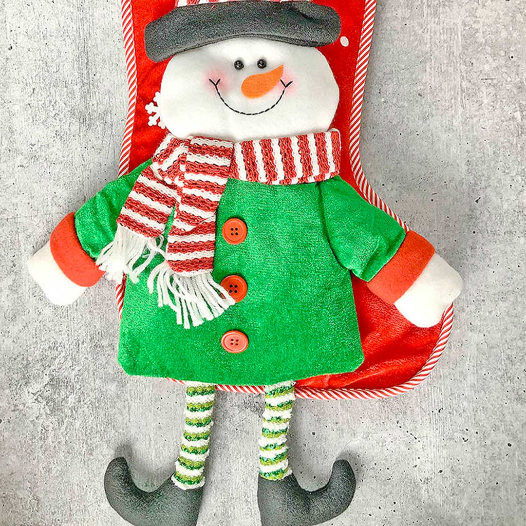 Handmade Velvet Glitter Snowman Woolen Stockings For Christmas Decoration