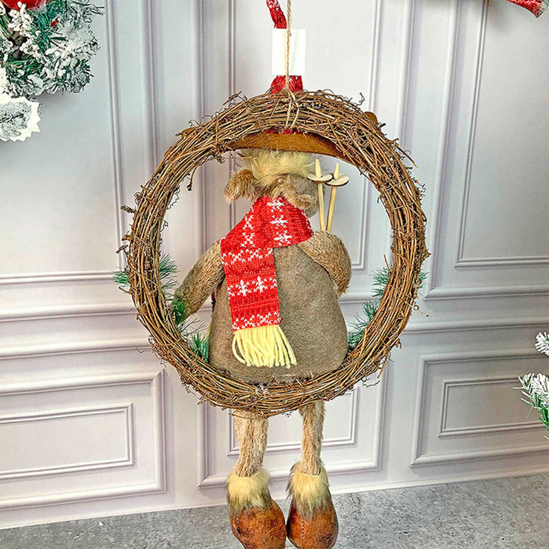 Fluffy Rudolf Wreath For Christmas Wall Decoration