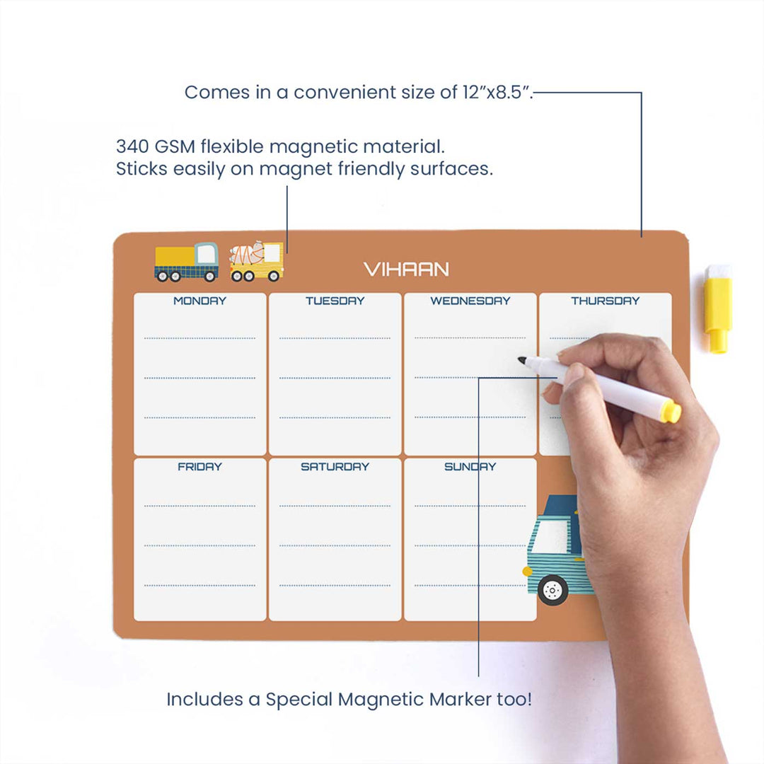 Personalized Food Truck Theme Wooden Meal Planner