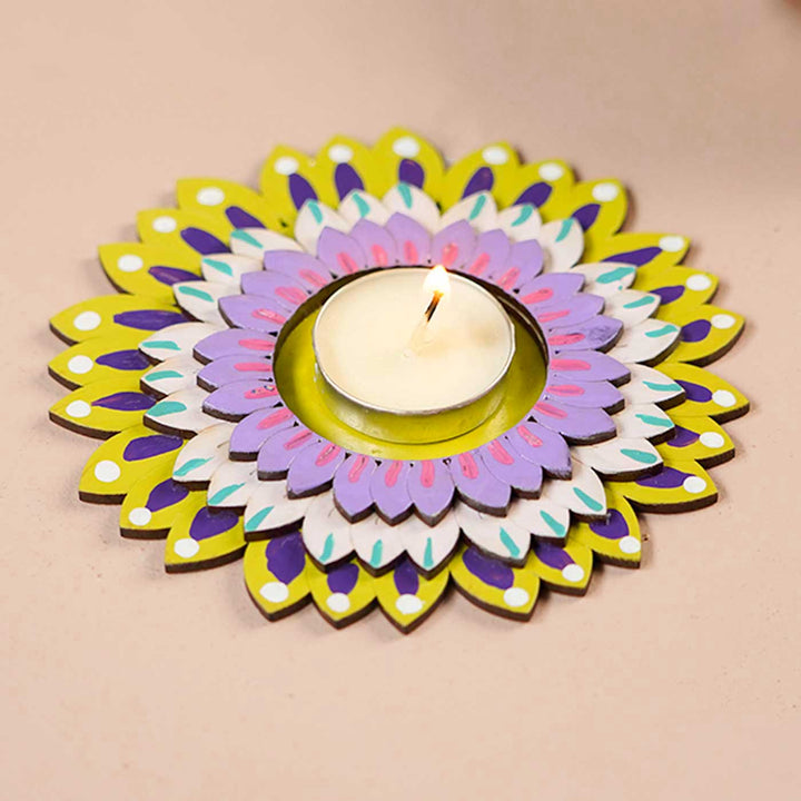 Handmade Flower Wooden Tealight Holder