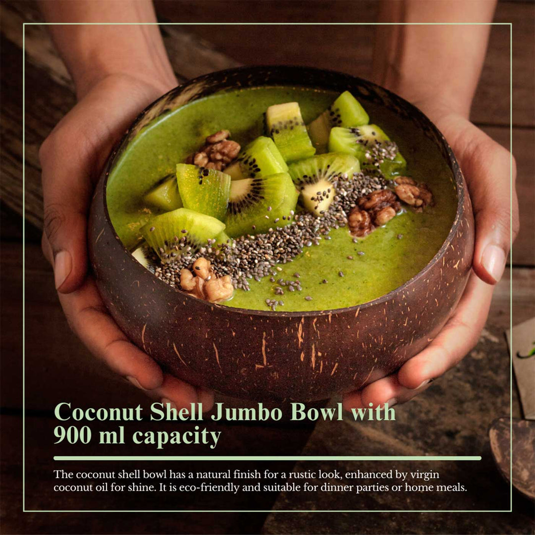 Eco-Friendly Handmade Jumbo Coconut Shell Bowl | Set of 2